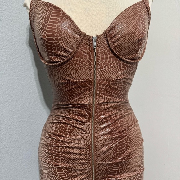 Queen Maria Women Brown Sleeveless Sweetheart Neck Zippered Night Out Dress Sz S - Picture 7 of 15